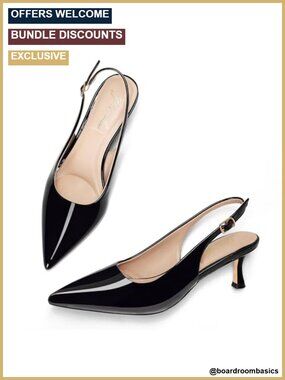 Kitten Heel Slingback Pointed Toe Low Pump 2 Inch Dressy Work Shoes